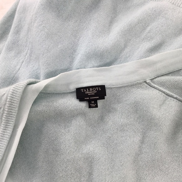 TALBOTS CASHMERE WOMENS AQUA CARDIGAN MP - Picture 7 of 8